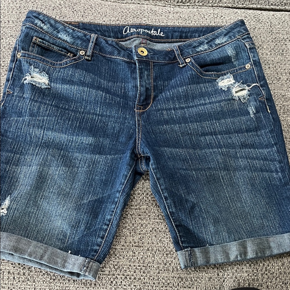 Aeropostale Distressed Blue Jean Shorts